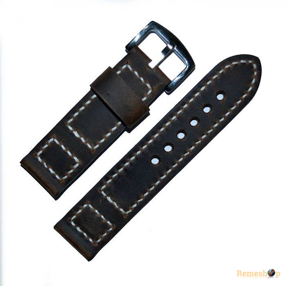 Тёмно-коричневый кожаный ремешок для часов Hand Made Remeshop® WK-08 3636 22 мм. 